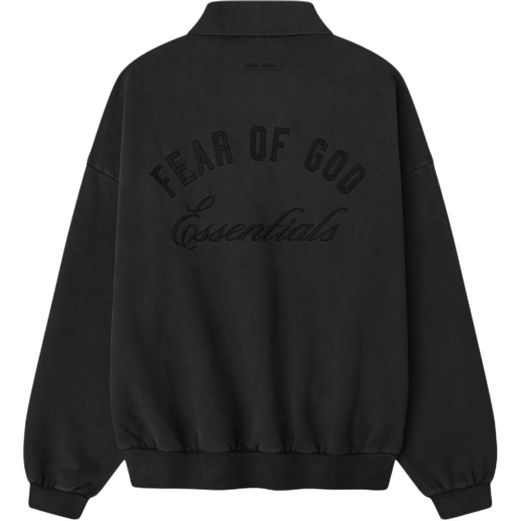 Fear of God Essentials Embroidered Classic Polo Sweatshirt Vintage Black Men Tops 192HO252042F