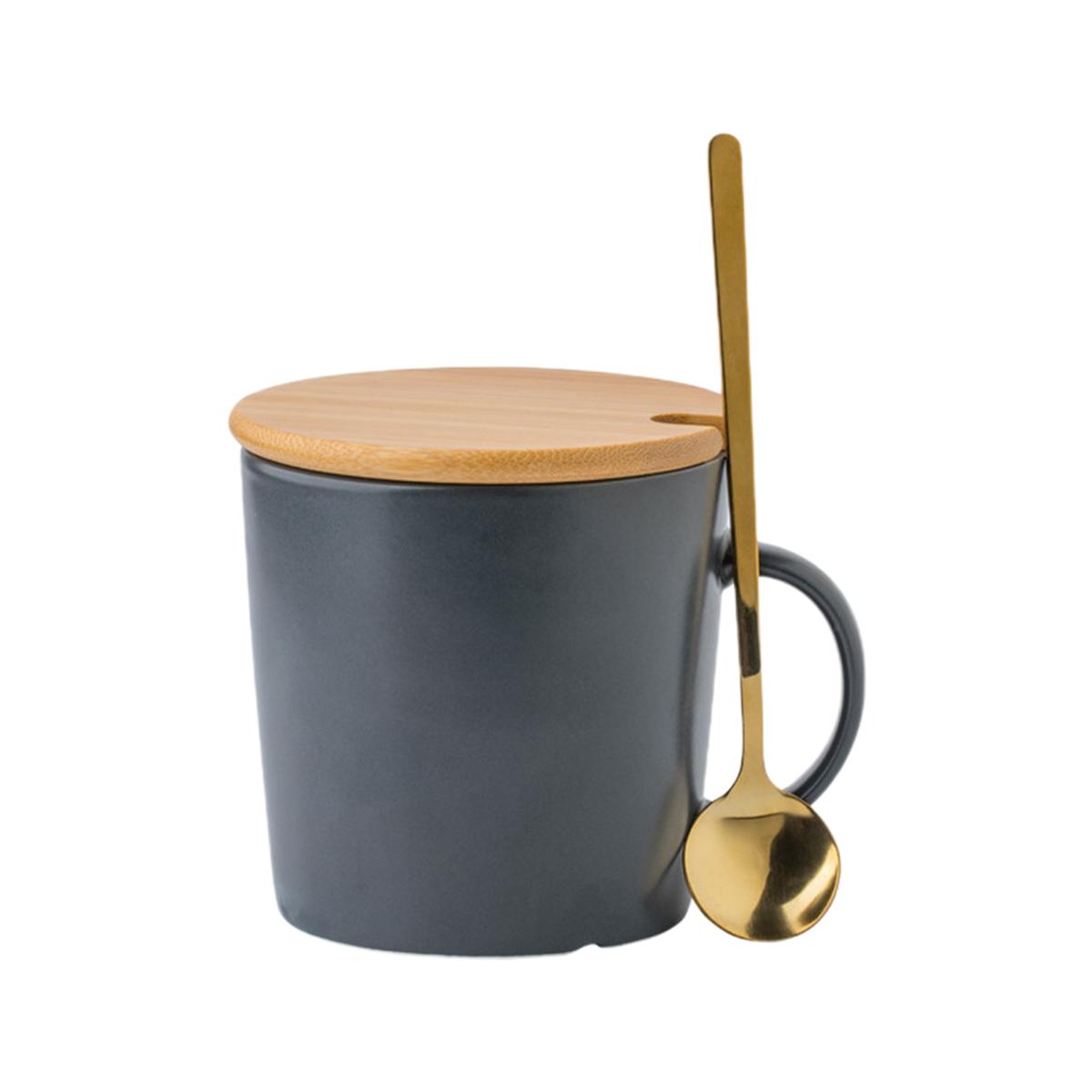 New Ceramic Coffee Mugs with Lid and Spoon, Vintage Matte Espresso Cup, Mocha Latte Tea Cup Milk Coffee Mug for Office and Home 350ml