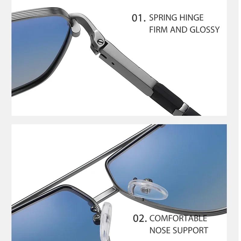 Fashion Square Polarized Sunglasses Men High Quality Spring Hinge Sun Glasses Anti-glare Driving Travel UV400 Lens Goggles
