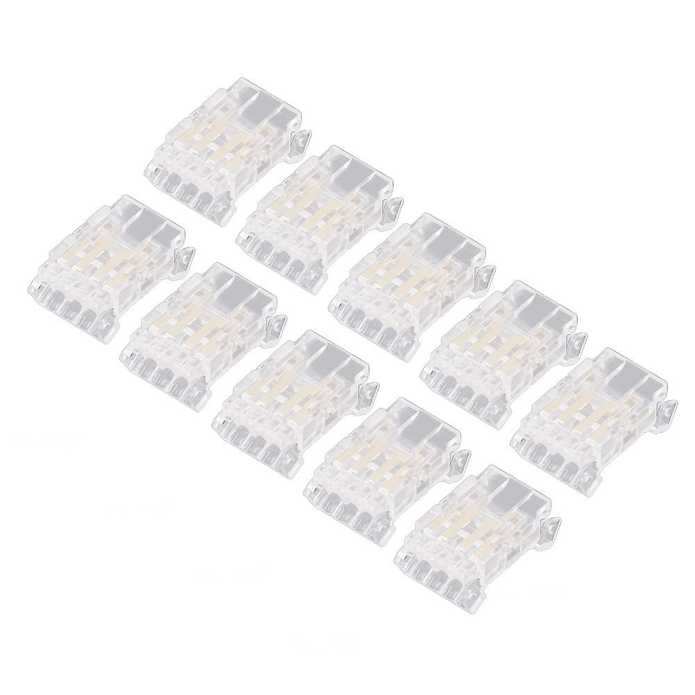 10pcs 4PIN COB LED Strip Connector Transparent Solderless LED Adapter  For School