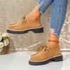 Plus-size Classic Retro Workwear Fashion Flats for Women with Chunky Heels and One-piece Design In Solid Colors for  Casual Fashion Shoes