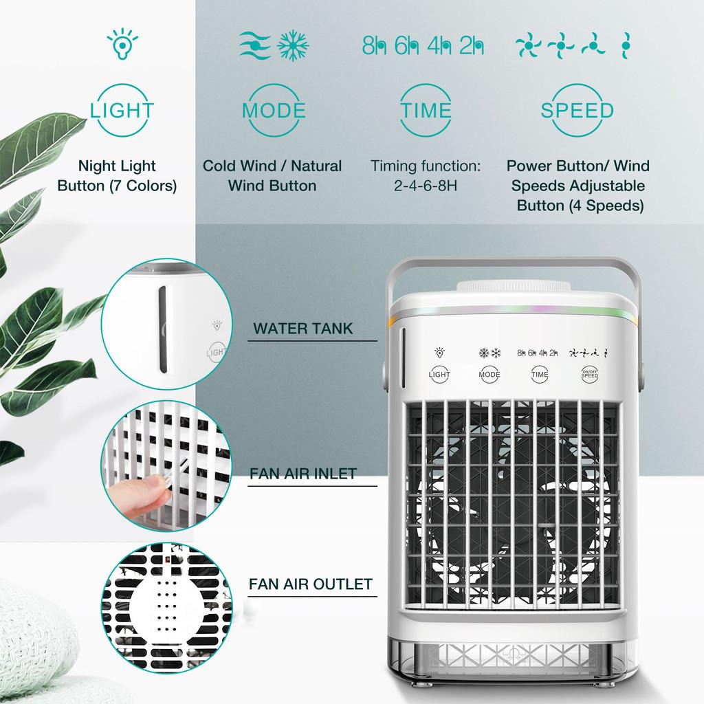 Portable Strong Wind Electric Fan Mini Multi-function Air Conditioning Cooling Fan New Household USB Air Conditioner Humidifier 6.5*5.6*9.5in