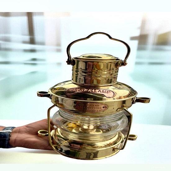 Brass Anchor Lamp Nautical Oil Lantern Maritime Ship Light Collectible Home Decor