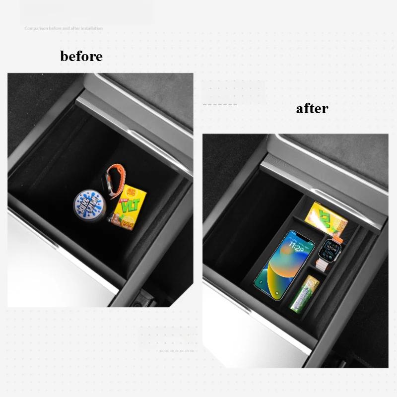 For Tesla Model Y Juniper 2025 Central Armrest Lower Storage Box Center Console Silicone Organizer Waterproof Tray Box Accessory