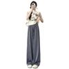 Spring 2025 New Chinese Jacquard Satin Wide-Leg Ice Silk Pants – Women's Popular Casual Style