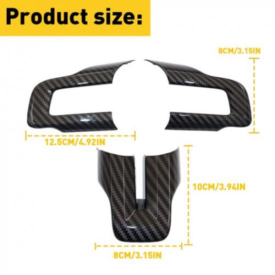 Carbon Fiber Interior Steering Wheel Cover Trim For Accessories Ford Mustang 15+