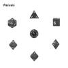 7 Pcs Black Flower Metal Dice Solid Metal Polyhedral Dice Set Suitable for Role-Playing RPG Board Game Card Game