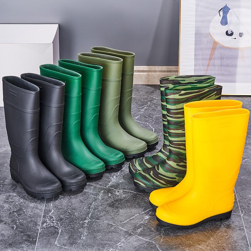 Men's rain boots matte surface non-slip, waterproof and wear-resistant food grade PVC high tube rice field farmland vegetable field rain shoes