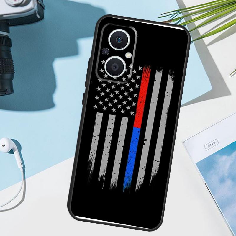 Police Thin Blue Line Flag Case For OPPO Reno 12 F 13 13F 11F 8T 7 8 10 Pro OPPO Find X8 Pro X6 X3 X5 Lite Phone Cover
