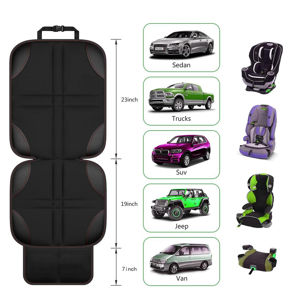 Universal Car Seat Protector for Child Baby Pet Waterproof Non-Slip Anti-Scratch Durable Auto Interior Cushion Cover with Pocket