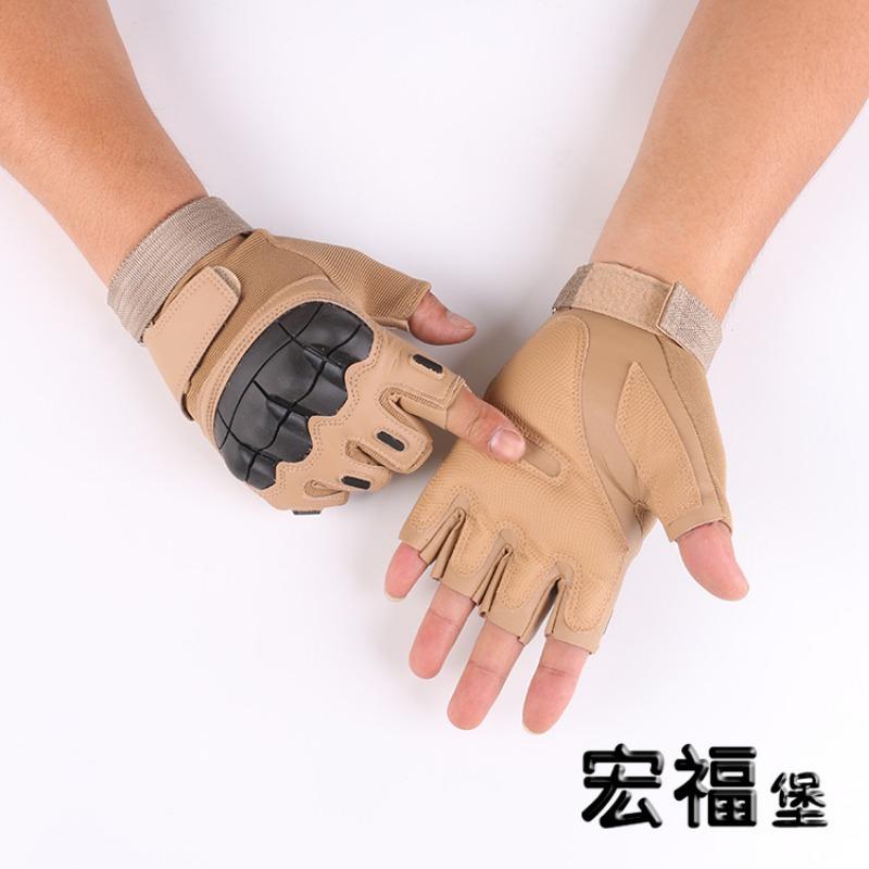 Guanti Tattici Fan Militari Prestazioni sul Campo Nero Outdoor Britannico Equitazione Taglio Resistente Sport Fitness Guanti a Metà Dito con Guscio Duro