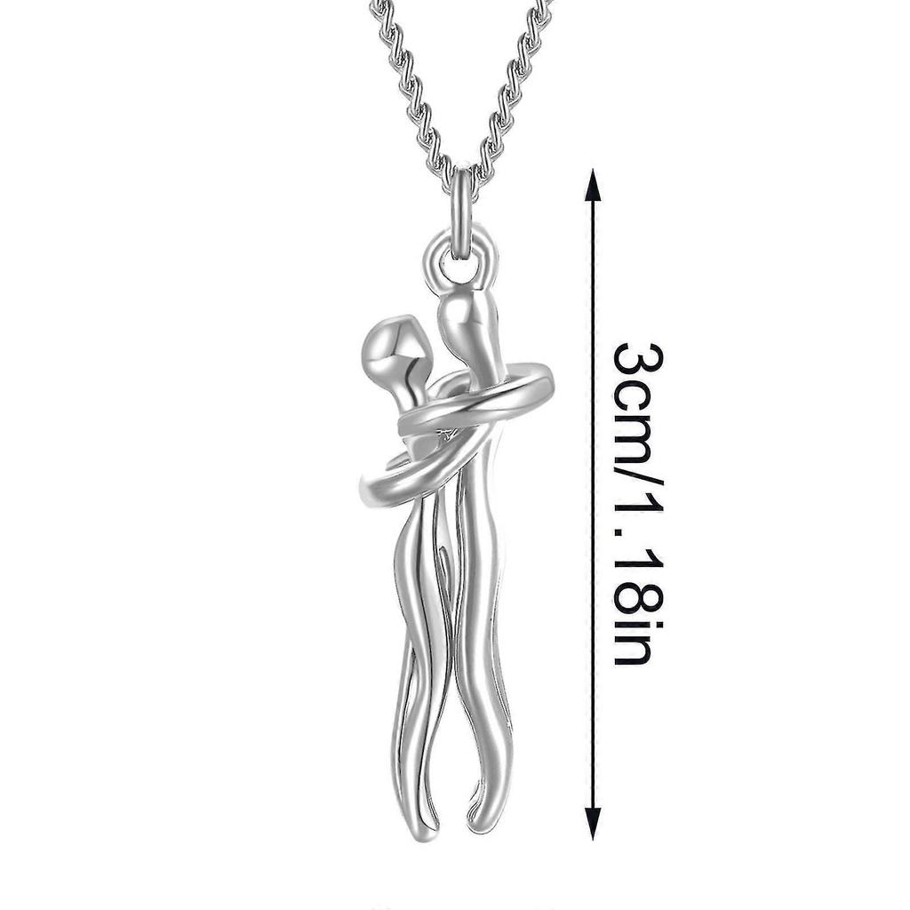 Men Women Chain Necklace Cross Pendant Couple Love Hug Dance Gift