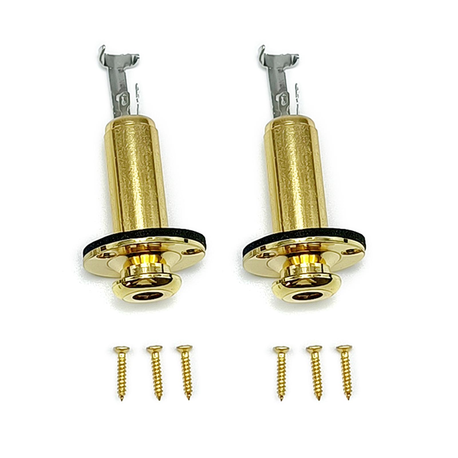 

2Pcs Acoustic Electric Guitar Endpin Output Input Socket 6.35mm Copper Guitar Mono End Pin Endpin Socket Plug Easy Use золотий
