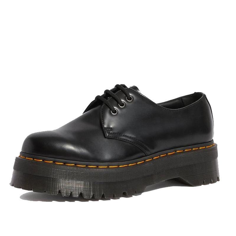 

New women s shoes platform Martin boots low top hole casual single shoes leather cowhide sewing line 35 чёрный