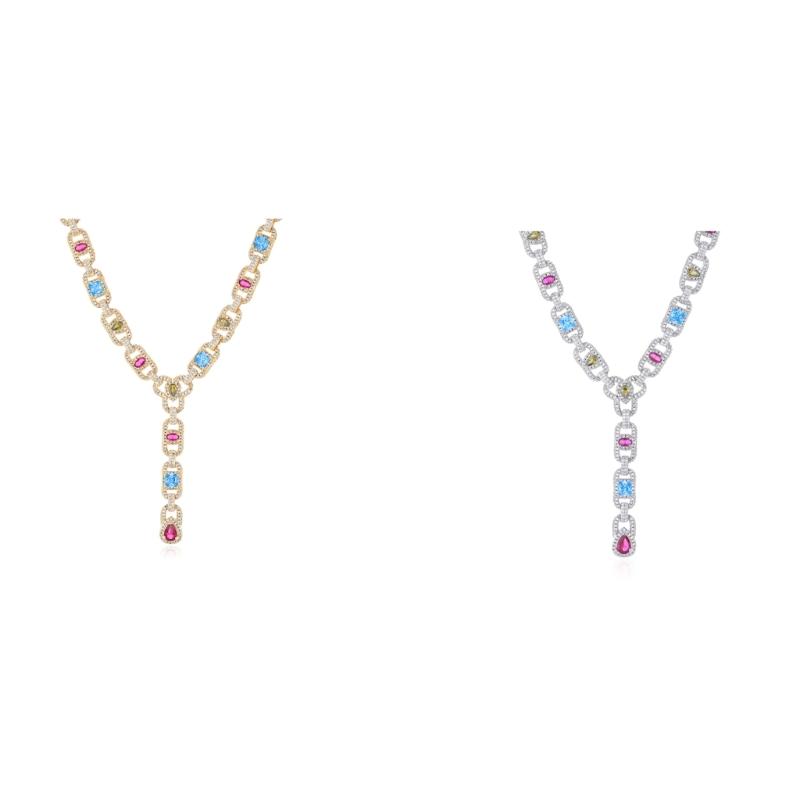 Trendy Geometric Shape Zircon Clavicle Chain Necklace With Hip Hop And Cool Style Design For Daily Parties
