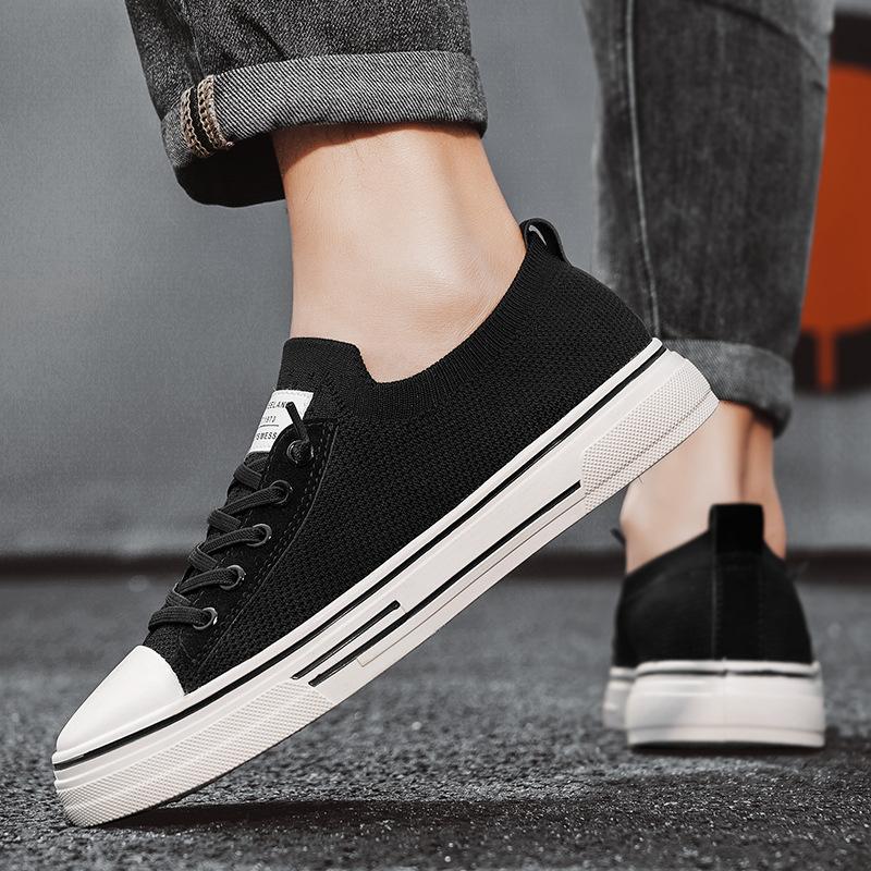 

Summer student outdoor board shoes trend thin mesh breathable versatile campus style youth men s shoes low-top fashion 44 чёрный