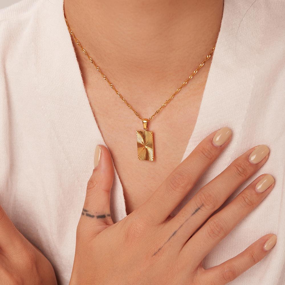

instagram Монета 18K Позолоченное 316L Нержавеющая сталь Прямоугольный кулон Ожерелье Геометрический