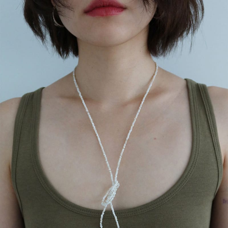 August Harmony Nacre Tiny Beads Opera Necklace