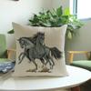 Horse Cushion Cover Cotton Linen Beige Sofa Decorative Pillows Covers Animals Black Horse Pillow case for waist back Car Seat