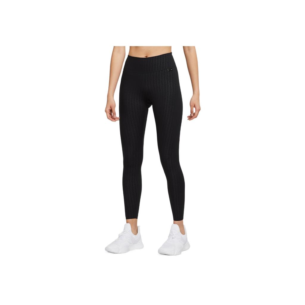 Nike Dámské fitness legíny Dri-Fit One Luxe s potiskem a středně vysokým pasem, černé DM7261-010