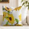 Sunflower Pattern Cushion Cover Natural Linen Pillow Cover Double-Sided Print Cushion Cover For Sofa Home Decor