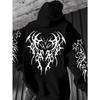 Herren Mode Kapuzenpullover mit dunklem Musterdruck, Lässiger vielseitiger Hoodie