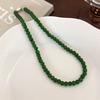 Minar 2026 New 4 6 8 10mm Green Color Glass Beads Strand Beaded Necklace for Women Female Silver Plated Toggle Clasp Chokers