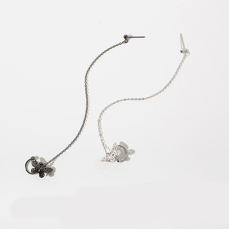 Japanese And Korean Students Simple Integrated Ear Clips Women'S New Versatile Early Spring Temperament Mori Diamond-Encrusted Butterfly Earrings