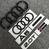 2 PEZZI 4 Anelli logo ABS Nero Cofano Auto Griglia Anteriore Adesivo Emblema Portabagagli Posteriore 1P A5 1P Quarrto 1P 2.0T 2P Sline Per qaz15 A5 2010-2019