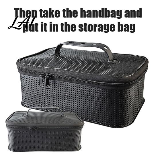 Fishing Accessory Storage Organizer Gear Rinse Box with Carry Handle Zipper Hard Bait Quick Drainage Container Case Portable Tackle Case