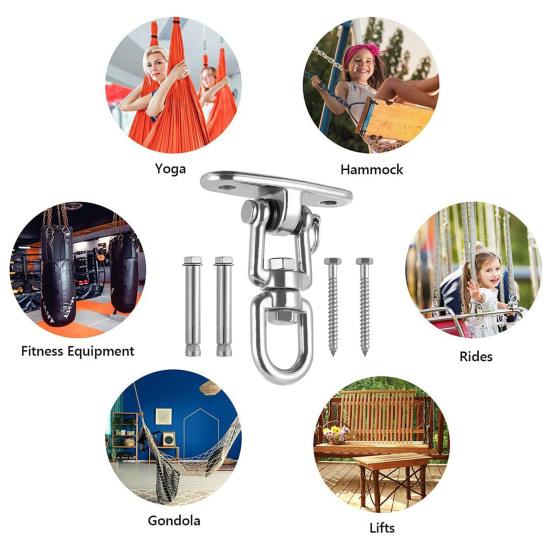 Ceiling Mount Swing Hanger with Screws Heavy Duty 360 Degrees Swivel Indoor Outdoor Porch Yoga Swing Hammock Hanging Chair Ceiling Hook