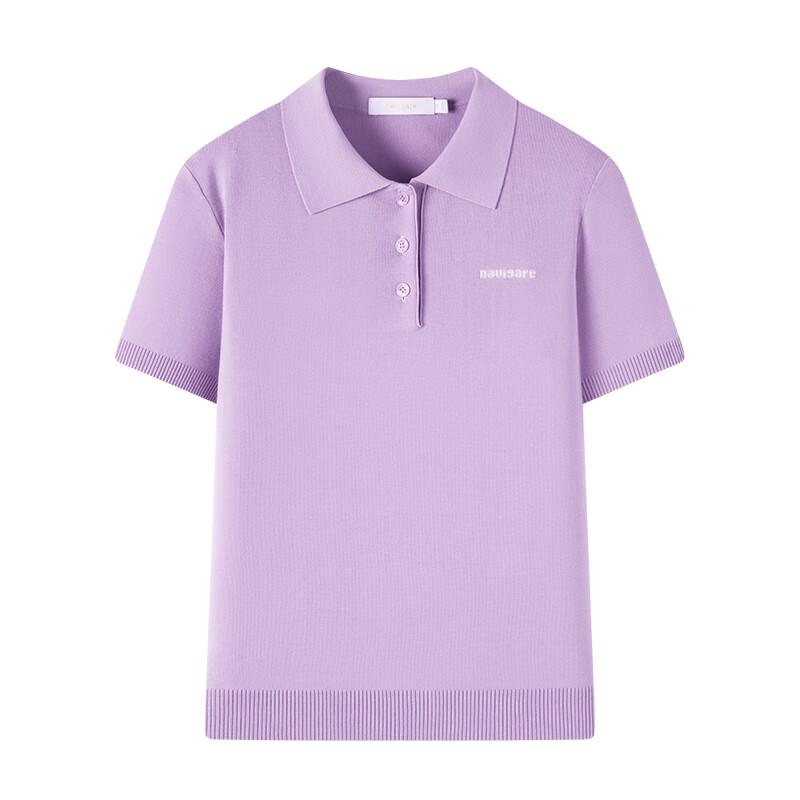 Navigare Women's Simple Knit Short-Sleeve Polo T-Shirt