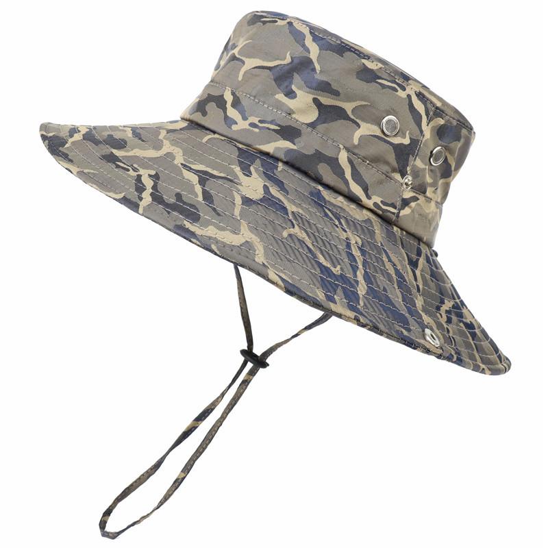 New men's and women's camouflage bucket hat outdoor sun protection fishing hat big edge outdoor hiking sun hat