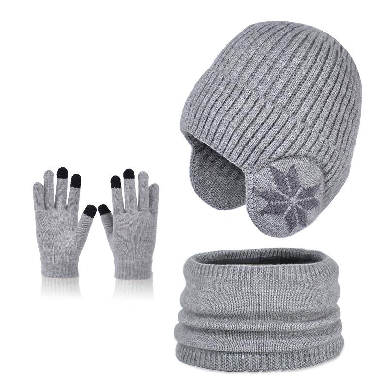 3Pcs Kids Winter Cold Protection Hat Scarf Set Ski Child Beanies Cap Boys Girls Warm Fleece Neck Ears Glove Kid Bonnet Cap 4-10