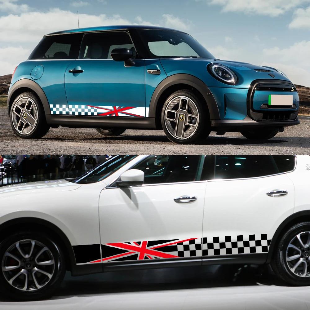 2pcs Union Jack Car Door Side Racing Stripe Decal Sticker For MINI Cooper S One JCW F55 F56 F60 R55 R56 R60 Auto Accessories