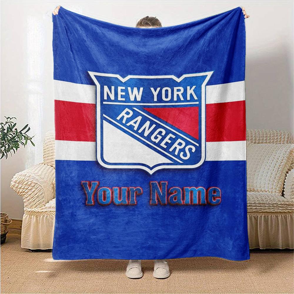 Name Custom New York Rangers Logo Print Flannel Blanket High Quality Warm Comfortable Cover for All Seasons Perfect for Gifts Home Decor