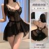 Ballet skirt sexy lace erotic underwear embroidered mesh see-through beautiful back suspender steel support gathering pajama dress