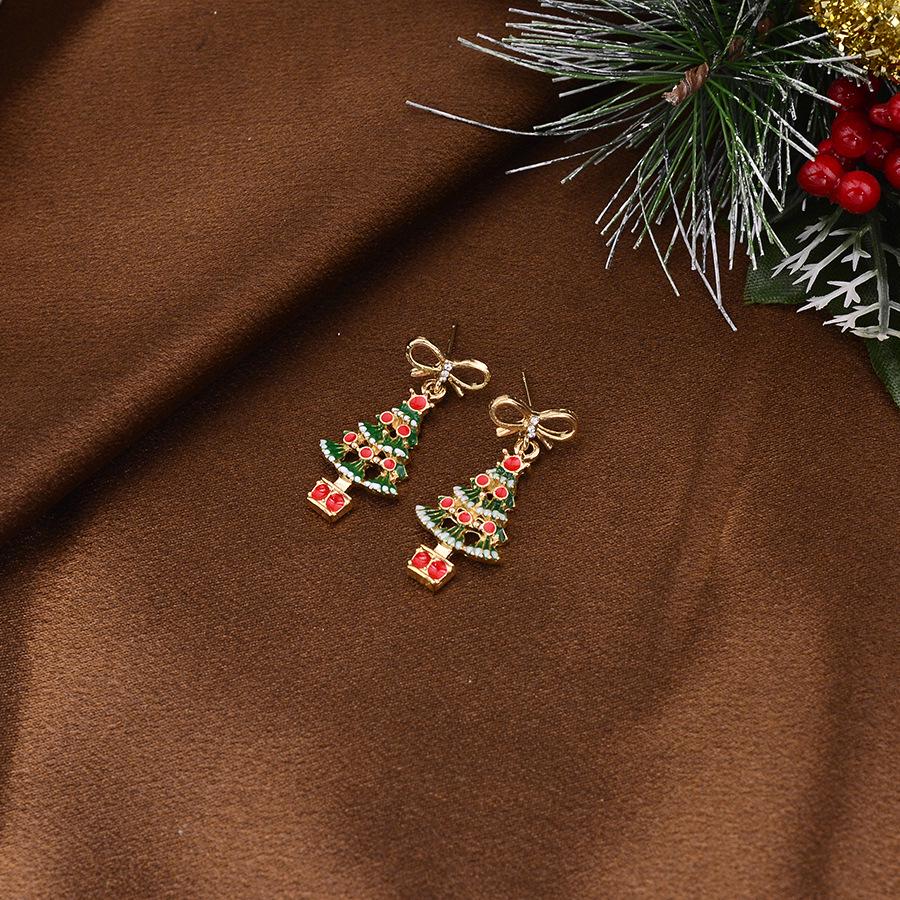 Japanese & Korean Christmas Bow Earrings - Cute Candy Cane, Snowflake, and Tree Designs