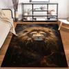 Realistic Lion Portrait Carpet with Fiery Background for Living Room Suitable for use as an anti-slip for living room bedroom sofas