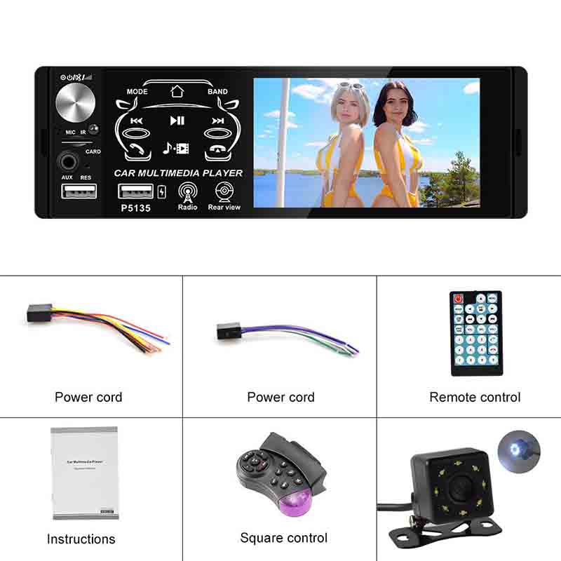 

4.1-дюймовый MP5-плеер HD емкостный сенсорный экран Автомобильный плеер Одинарный DIN 1DIN 12V Радиоплеер Поддержка Bluetooth Воспроизведение музыки Задний вид FM-плеер чёрный