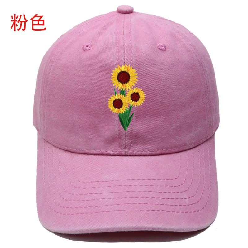 New Sunflower Embroidered Baseball Cap Washed Retro Simple Men's and Women's Leisure Outdoor Sports Cap