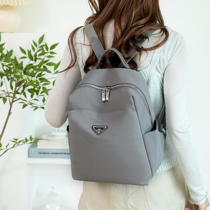 Women's Solid Color Backpack Student Schoolbag Oxford Cloth Travel Small Backpack