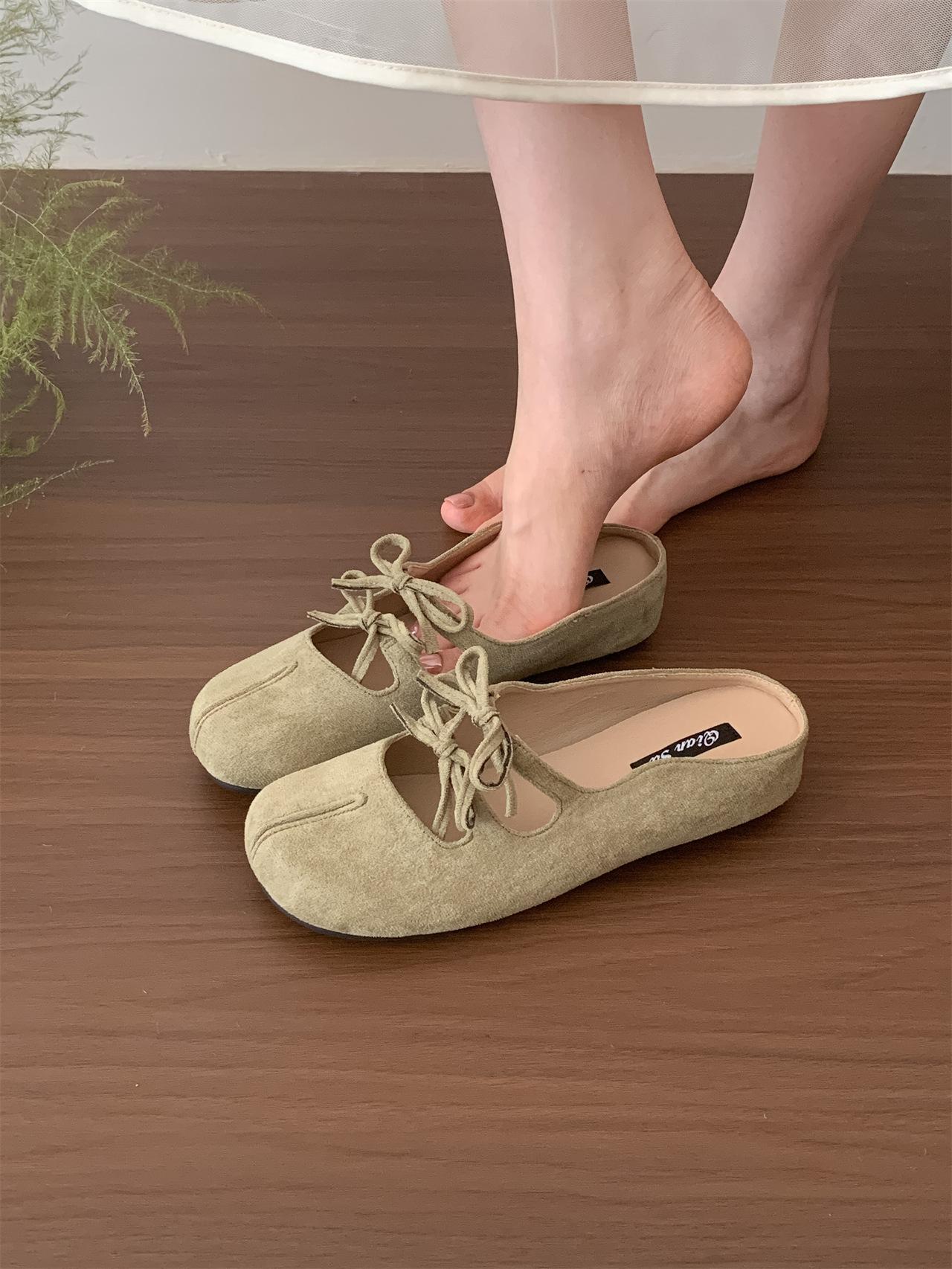

Inner height-increasing sub-toed pig s trotters shoes bag head half slippers women s shoes 2025 new summer ballet Mary Jane single shoes 40 зелений