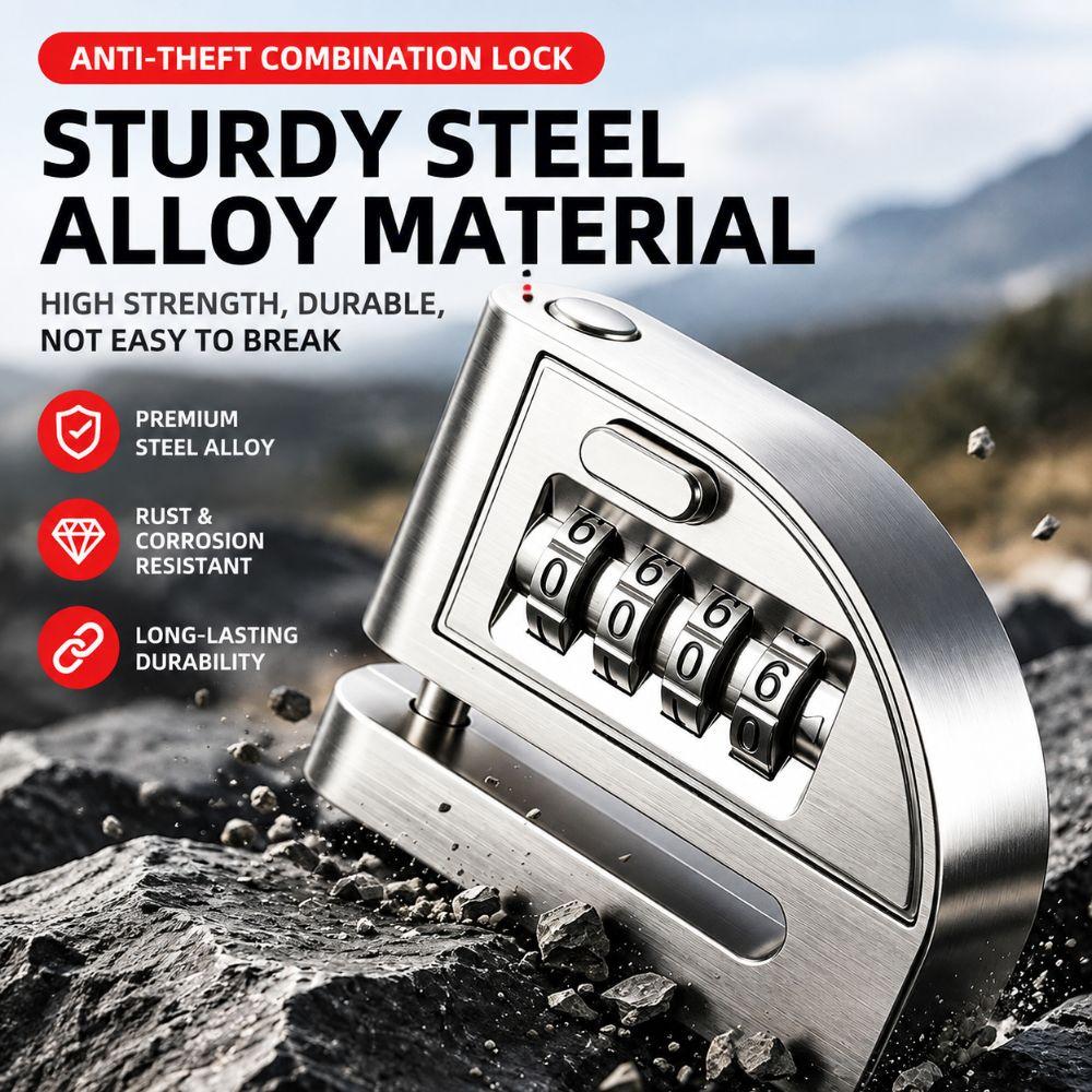 One-Press Open Combination Lock Anti-Cut Structure Bike Lock New Anti-Theft Lock for Motorcycle