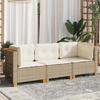 VidaXL Garden Sofa with Cushions 3-seater Beige Woven Resin, Outdoor Sofa, Garden Seat, Garden Sofa 365919