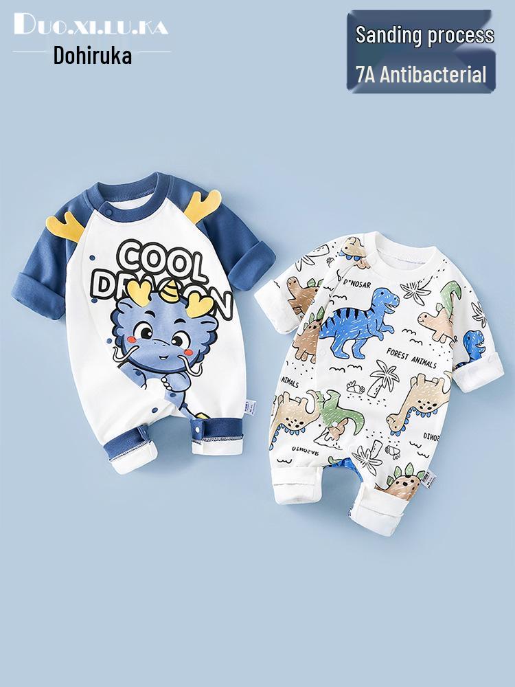 Unisex Cotton Baby Romper - Spring/Autumn Cartoon Onesie for Newborns
