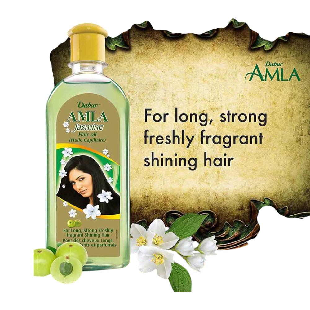 Amla +Jasmine Hair Oil - For Long, Strong, Fresh-smelling, Beautiful Hair - 200ml-6.4 FL.OZ - Also for Colored Hair That Needs Protection