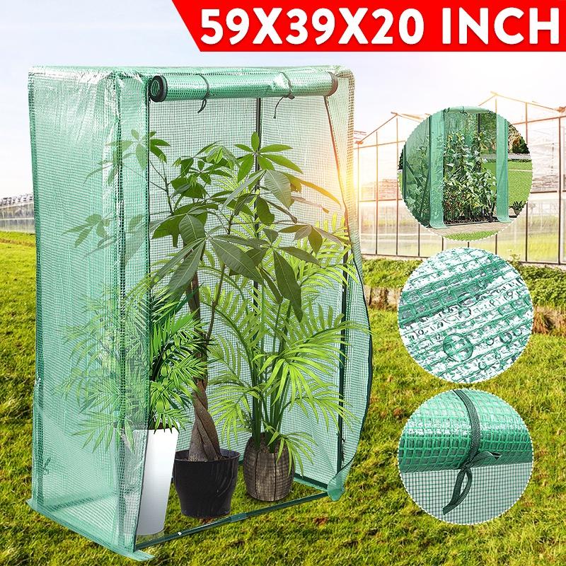 Greenhouse Portable Plastic Bird Pest Control Garden Plant Insulation Greenhouse Cover Include Iron Shelf Outdoor 59x39.4x19.7""