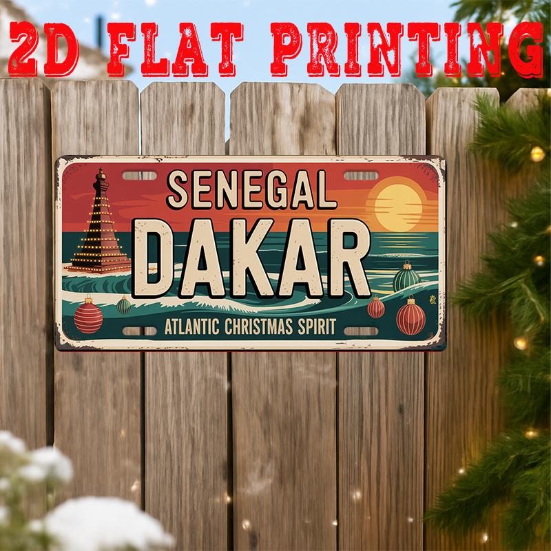 

Senegal Dakar Atlantic Christmas Spirit D Flat Printing License Plate Style Metal Tin Sign Festive Coastal Lighthouse Themed D 15x30cm(5.9x7.8inch)