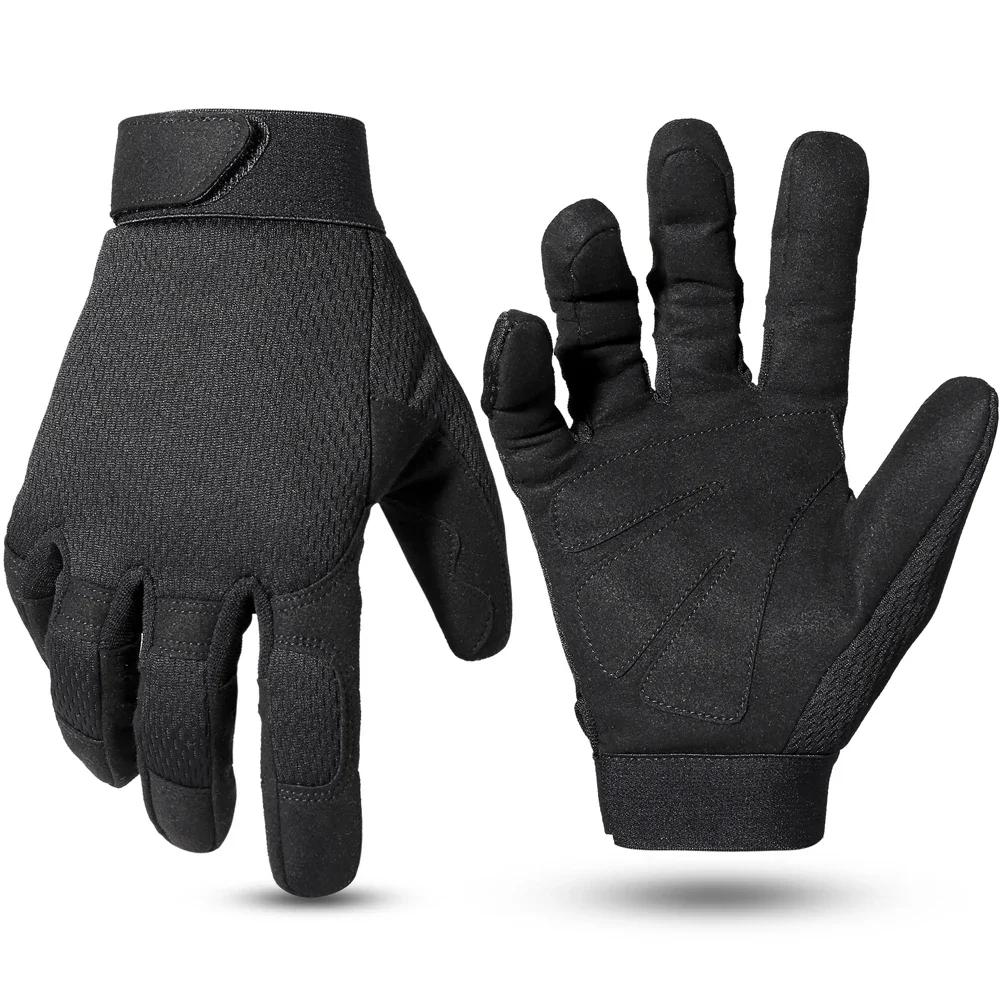 Gants à Doigts Entiers Écran Tactile Respirants Paintball Airsoft Tir Randonnée Sport de Combat Chasse Vélo Équipement de Travail Hommes XL (23cm-24cm) black